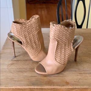 Coach tan woven ankle boots